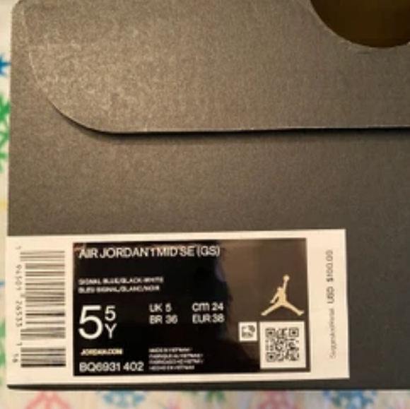 NIKE 2021 Air Jordan 1 Mid SE GS Signal Blue/ White/ Black- 5.5 youth - Picture 10 of 16